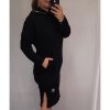 Šaty dlouhý rukáv s kapucí dámské (2xl/3xl ONE SIZE) ITALSKÁ MODA IM421588/DR (Velikost 2XL/3XL, Barva Černá)