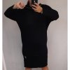 Šaty dlouhý rukáv s kapucí dámské (2xl/3xl ONE SIZE) ITALSKÁ MODA IM421588/DR (Velikost 2XL/3XL, Barva Černá)