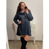 Šaty sametové s golirém dlouhý rukáv dámské nadrozměr (2XL/3XL ONE SIZE) ITALSKá MóDA IM422BUTFLY/DU (Velikost 2XL/3XL, Barva zelená smaragdová)