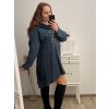 Šaty sametové s golirém dlouhý rukáv dámské nadrozměr (2XL/3XL ONE SIZE) ITALSKá MóDA IM422BUTFLY/DU (Velikost 2XL/3XL, Barva zelená smaragdová)