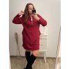 Šaty flaušové s kapucí se zipem dlouhý rukáv dámské nadrozměr (2XL/3XL/4XL ONE SIZE) ITALSKá MóDA IM422LEA/DU