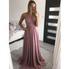 Šaty elegantní bez rukávu dlouhé plesové dámské (S/M ONE SIZE) ITALSKÁ MÓDA IMM22ZQL-60025/DUR (Velikost S/M/L, Barva tmavě modrá)