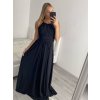 Šaty elegantní bez rukávu dlouhé plesové dámské (S/M ONE SIZE) ITALSKÁ MÓDA IMM22ZQL-60025/DUR (Velikost S/M/L, Barva tmavě modrá)