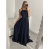 Šaty elegantní bez rukávu dlouhé plesové dámské (S/M ONE SIZE) ITALSKÁ MÓDA IMM22ZQL-60025/DUR (Velikost S/M/L, Barva tmavě modrá)