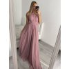 Šaty elegantní bez rukávu dlouhé plesové dámské (S/M ONE SIZE) ITALSKÁ MÓDA IMM22ZQL-60025/DUR (Velikost S/M/L, Barva tmavě modrá)