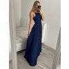 Šaty elegantní bez rukávu dlouhé plesové dámské (S/M ONE SIZE) ITALSKÁ MÓDA IMM22ZQL-60025/DUR (Velikost S/M/L, Barva tmavě modrá)