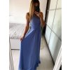 Šaty elegantní bez rukávu dlouhé plesové dámské (S/M ONE SIZE) ITALSKÁ MÓDA IMM22ZQL-60025/DUR (Velikost S/M/L, Barva tmavě modrá)