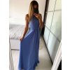 Šaty elegantní bez rukávu dlouhé plesové dámské (S/M ONE SIZE) ITALSKÁ MÓDA IMM22ZQL-60025/DUR (Velikost S/M/L, Barva tmavě modrá)