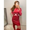 Šaty sametové klasik vánoční dlouhý rukáv dámské (S/M ONE SIZE) ITALSKÁ MÓDA IMWB22382/DR