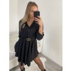 Šaty košilové s páskem dlouhý rukáv dámské (S/M ONE SIZE) ITALSKÁ MÓDA IMWD223000/DR (Velikost S/M/L, Barva béžová)