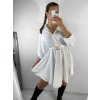 Šaty košilové s páskem dlouhý rukáv dámské (S/M ONE SIZE) ITALSKÁ MÓDA IMWD223000/DR