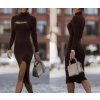 Šaty úpletové s rolákem dlouhý rukáv dámské (S/M ONE SIZE) ITALSKÁ MÓDA IMWGS223725 (Velikost S/M/L, Barva Černá)