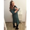 Šaty košilové 3/4 dlouhý rukáv dámské (L/XL ONE SIZE) ITALSKá MóDA IM423026/DU (Velikost L/XL, Barva zelená smaragdová)