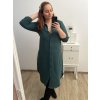 Šaty košilové 3/4 dlouhý rukáv dámské (L/XL ONE SIZE) ITALSKá MóDA IM423026/DU (Velikost L/XL, Barva zelená smaragdová)