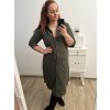 Šaty košilové 3/4 dlouhý rukáv dámské (L/XL ONE SIZE) ITALSKá MóDA IM423026/DU (Velikost L/XL, Barva zelená smaragdová)