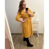 Šaty košilové s páskem 3/4 dlouhý rukáv dámské (L/XL ONE SIZE) ITALSKá MóDA IM423013/DUR
