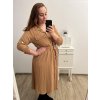 Šaty košilové s páskem 3/4 dlouhý rukáv dámské (L/XL ONE SIZE) ITALSKá MóDA IM423013/DUR
