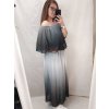 Šaty letní dlouhé carmen šifon duhové dámské nadrozměr (XL/2XL ONE SIZE) ITALSKÁ MÓDA IM42295108/DR (Velikost XL/2XL, Barva modrá)