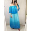 Šaty letní dlouhé carmen šifon duhové dámské nadrozměr (XL/2XL ONE SIZE) ITALSKÁ MÓDA IM42295108/DR (Velikost XL/2XL, Barva modrá)