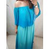 Šaty letní dlouhé carmen šifon duhové dámské nadrozměr (XL/2XL ONE SIZE) ITALSKÁ MÓDA IM42295108/DR (Velikost XL/2XL, Barva modrá)
