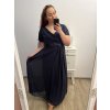 Šaty společenské elegantní šifonové krátký rukáv dámské nadrozměr (XL/2XL ONE SIZE) ITALSKÁ MÓDA IMM22ZO9014/DU (Velikost XL/2XL, Barva Černá)
