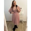 Šaty společenské elegantní šifonové krátký rukáv dámské nadrozměr (XL/2XL ONE SIZE) ITALSKÁ MÓDA IMM23ALESA/DU (Velikost XL/2XL, Barva fialová)