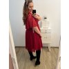 Šaty společenské elegantní šifonové krátký rukáv dámské nadrozměr (XL/2XL ONE SIZE) ITALSKÁ MÓDA IMM23ALESA/DU (Velikost XL/2XL, Barva fialová)