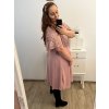 Šaty společenské elegantní šifonové krátký rukáv dámské nadrozměr (XL/2XL ONE SIZE) ITALSKÁ MÓDA IMM23ALESA/DU (Velikost XL/2XL, Barva fialová)