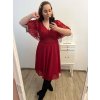 Šaty společenské elegantní šifonové krátký rukáv dámské nadrozměr (XL/2XL ONE SIZE) ITALSKÁ MÓDA IMM23ALESA/DU (Velikost XL/2XL, Barva fialová)