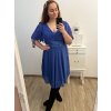Šaty společenské elegantní šifonové krátký rukáv dámské nadrozměr (XL/2XL ONE SIZE) ITALSKÁ MÓDA IMM23ALESA/DU (Velikost XL/2XL, Barva fialová)