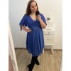 Šaty společenské elegantní šifonové krátký rukáv dámské nadrozměr (XL/2XL ONE SIZE) ITALSKÁ MÓDA IMM23ALESA/DU (Velikost XL/2XL, Barva fialová)