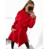 Kabát flaušový dlouhý dámský (M/L ONE SIZE) ITALSKÁ MÓDA IMD221105/DU (Velikost M/L, Barva červená)