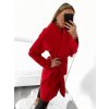 Kabát flaušový dlouhý dámský (M/L ONE SIZE) ITALSKÁ MÓDA IMD221105/DU (Velikost M/L, Barva červená)