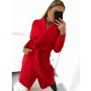 Kabát flaušový dlouhý dámský (M/L ONE SIZE) ITALSKÁ MÓDA IMD221105/DU (Velikost M/L, Barva červená)