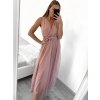 Šaty dlouhé tylové na ramínka dámské (S/M ONE SIZE) ITALSKÁ MÓDA IMM238917/DU (Velikost S/M/L, Barva Černá)