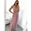 Šaty dlouhé tylové na ramínka dámské (S/M ONE SIZE) ITALSKÁ MÓDA IMM238917/DU (Velikost S/M/L, Barva Černá)
