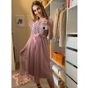 Šaty elegantní tylové krátké bez rukávu společenské dámské (S/M ONE SIZE) ITALSKÁ MÓDA IMM23FL9665/DU (Barva béžová)