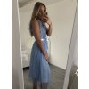 Šaty elegantní tylové krátké bez rukávu společenské dámské (S/M ONE SIZE) ITALSKÁ MÓDA IMM23FL9665/DU (Barva béžová)