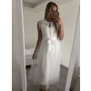 Šaty elegantní tylové krátké bez rukávu společenské dámské (S/M ONE SIZE) ITALSKÁ MÓDA IMM23FL9665/DU (Barva béžová)