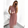 Šaty elegantní tylové krátké bez rukávu společenské dámské (S/M ONE SIZE) ITALSKÁ MÓDA IMM23FL9665/DU (Barva béžová)