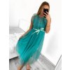 Šaty elegantní tylové krátké bez rukávu společenské dámské (S/M ONE SIZE) ITALSKÁ MÓDA IMM23FL9665/DU (Barva béžová)