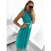Šaty elegantní tylové krátké bez rukávu společenské dámské (S/M ONE SIZE) ITALSKÁ MÓDA IMM23FL9665/DU (Barva béžová)