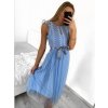 Šaty elegantní tylové krátké bez rukávu společenské dámské (S/M ONE SIZE) ITALSKÁ MÓDA IMM23FL9665/DU (Barva béžová)