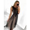 Šaty elegantní tylové krátké bez rukávu společenské dámské (S/M ONE SIZE) ITALSKÁ MÓDA IMM23FL9665/DU (Barva béžová)