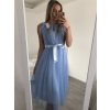 Šaty elegantní tylové krátké bez rukávu společenské dámské (S/M ONE SIZE) ITALSKÁ MÓDA IMM23FL9665/DU (Barva béžová)