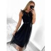 Šaty elegantní tylové krátké bez rukávu společenské dámské (S/M ONE SIZE) ITALSKÁ MÓDA IMM23FL9665/DU (Barva béžová)