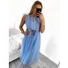 Šaty elegantní tylové krátké bez rukávu společenské dámské (S/M ONE SIZE) ITALSKÁ MÓDA IMM23FL9665/DU (Barva béžová)