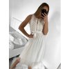 Šaty elegantní tylové krátké bez rukávu společenské dámské (S/M ONE SIZE) ITALSKÁ MÓDA IMM23FL9665/DU (Barva béžová)