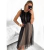 Šaty elegantní tylové krátké bez rukávu společenské dámské (S/M ONE SIZE) ITALSKÁ MÓDA IMM23FL9665/DU (Barva béžová)