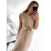 Šaty elegantní tylové krátké bez rukávu společenské dámské (S/M ONE SIZE) ITALSKÁ MÓDA IMM23FL9665/DU (Barva béžová)